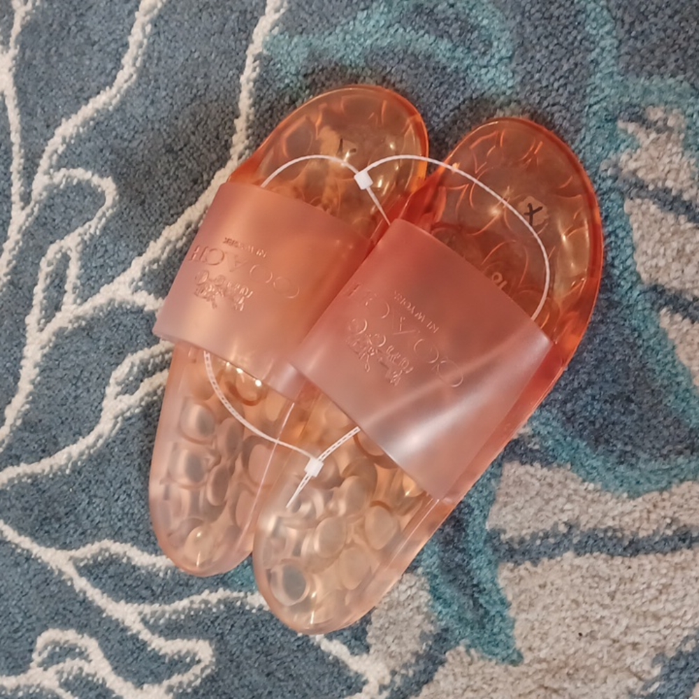 Coach Ulyssa Water Resistant Pool Slide Light Pink Jelly Size 10 NEW